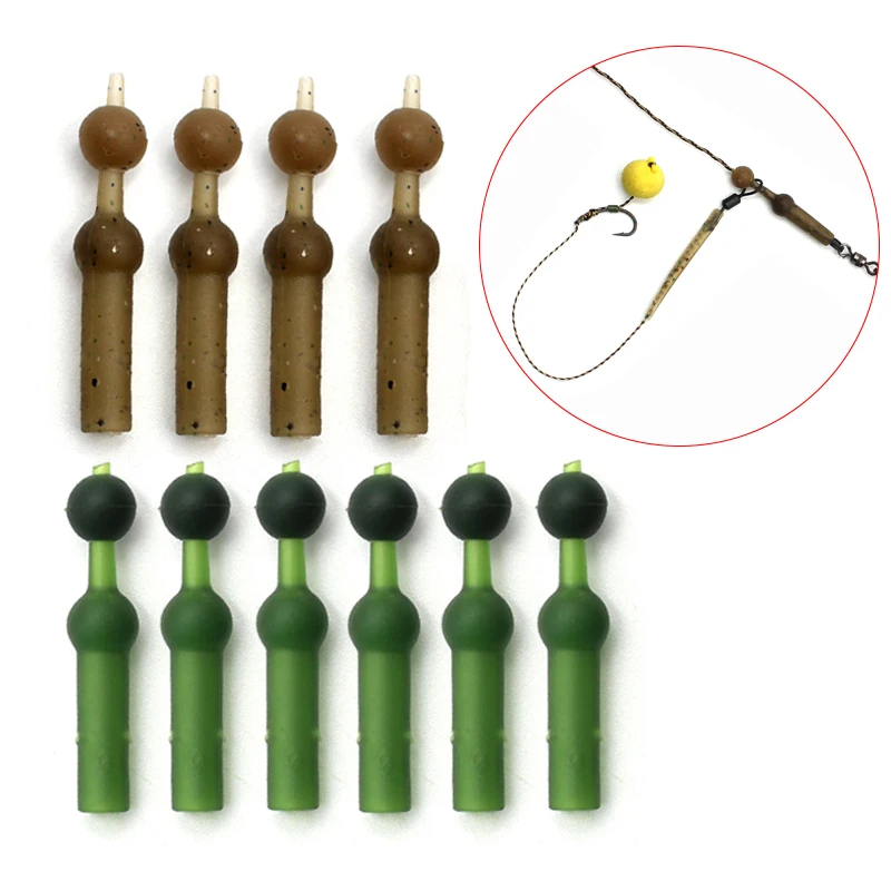 10pcs Carp Fishing Accessories Green Brown Rubber Helicopter Sleeve Bead Hair Chod Helicopter Ronnie Rig For Carp Fishing Tackle