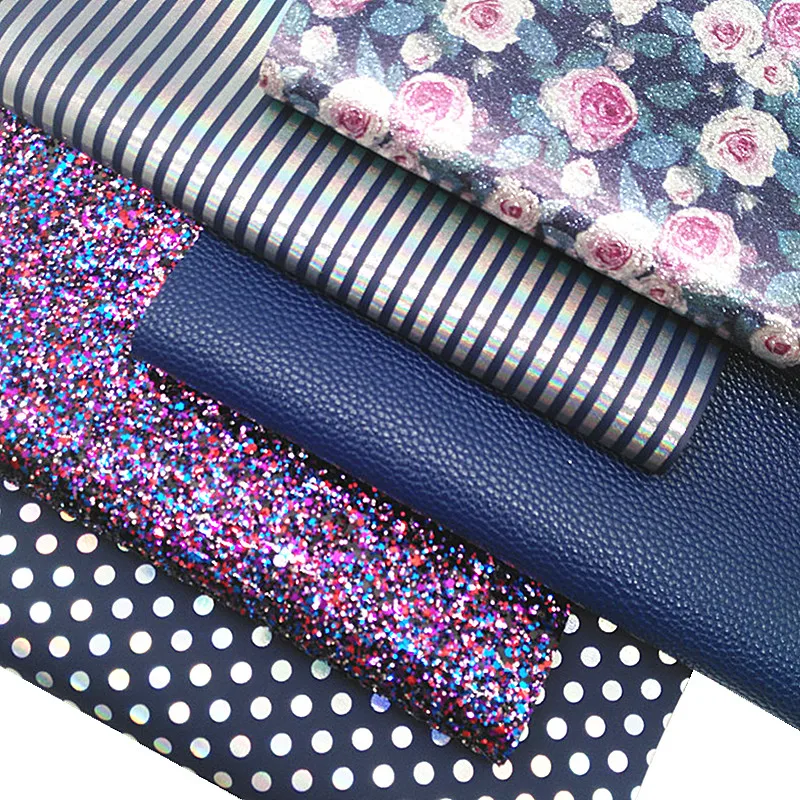 Листы из искусственной кожи с фиолетовыми блестками, 21x29 см