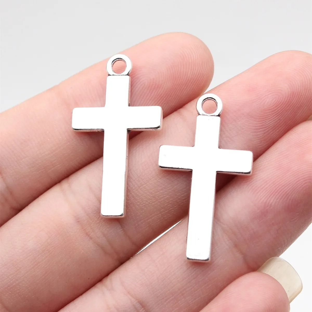 20 шт. 29x16 мм (1,14x0,63 дюйма) 2 цвета: античное серебро и родиевое покрытие, подвески-крестики оптом, аксессуары для изготовления украшений своими руками (art.: 3920dbe980fdc) - 3920dbe980fdc
