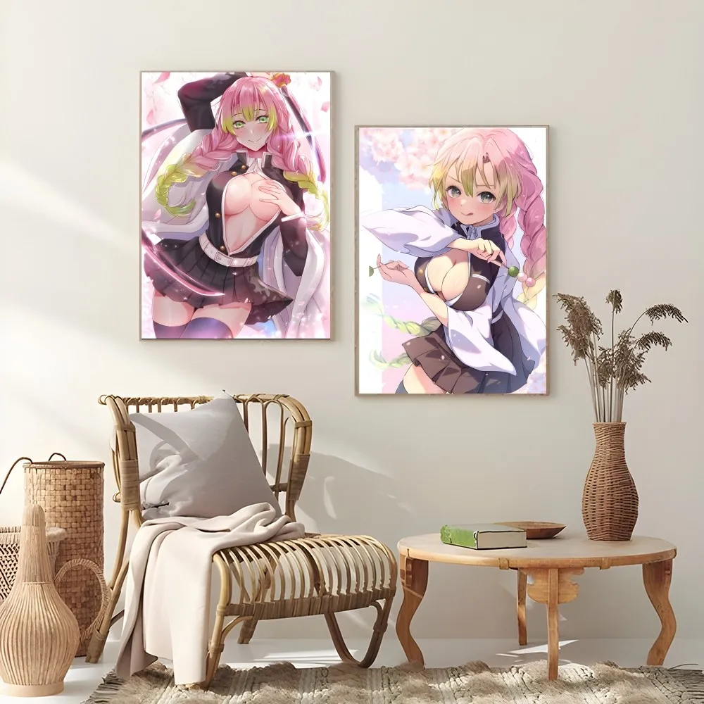 K-Kanroji M-Mitsuri Anime Sexy Poster Sticky Wall Art Printing Waterproof Home Living Bed Room Bar Aesthetic Decor