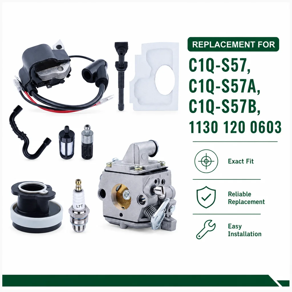 Фото Комплект для обслуживания бензопилы Stihl MS210 (C1Q-S57, S57B, 1130 120 0603): топливный шланг, маслопровод, впускной патрубок, воздушный фильтр (хлопковый) №2