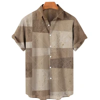 summer mens shirt art button 3d hawaiian shirt short sleeve street casual harajuku oversized patchwork shirt quick dry clothing