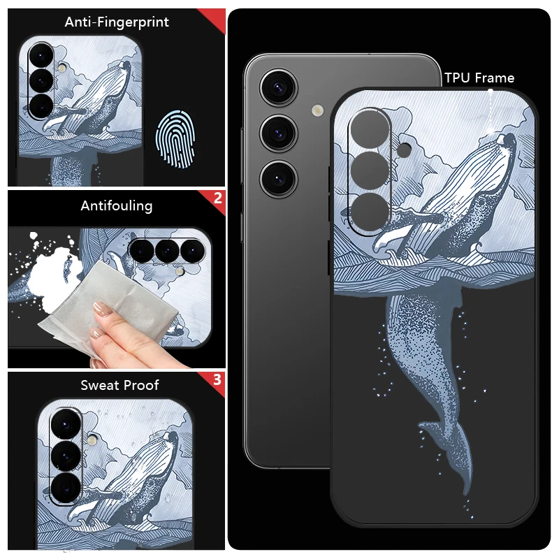 Фото Чехол для телефона с рисунком рыбы и ремешком для Samsung Galaxy S26 S25 S24 Ultra S23 S25 FE A57 A17 A56 A55 A37 A36 A16 A35 A54, TPU-чехол №5