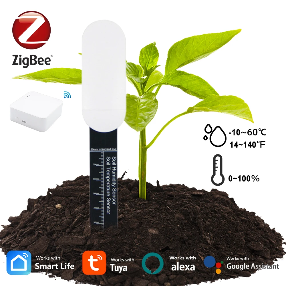 

Умный тестер почвы Zigbee, датчик влажности, температуры и влажности, приложение для мобильного телефона, монитор в реальном времени для садовых цветочных коробок для растений