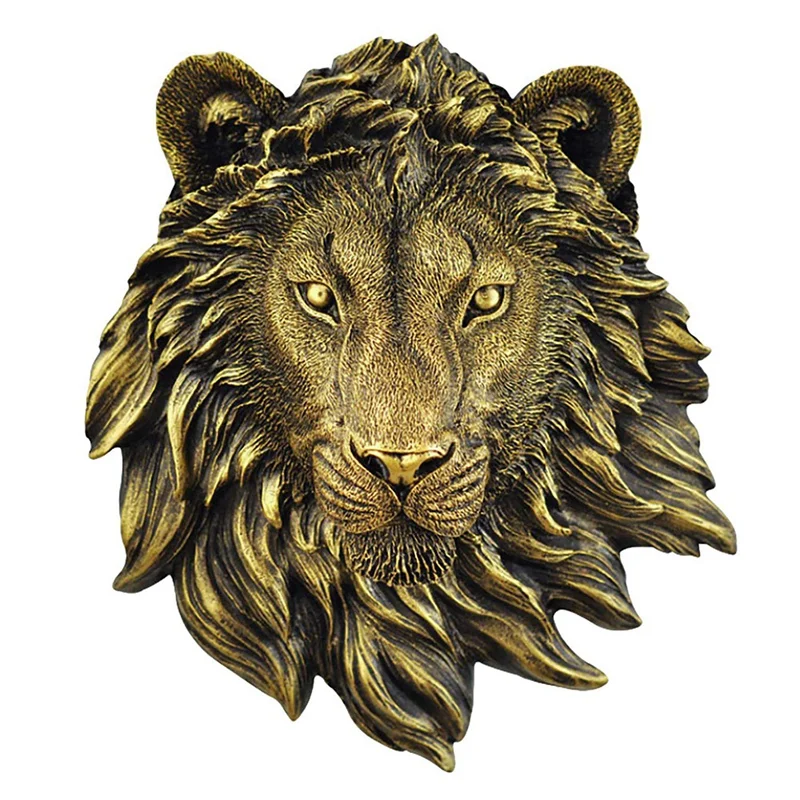 

2Pcs Animal Head Wall Decor Lion Wall Decor Wall Statue Home Decor Creative Simulation Statue