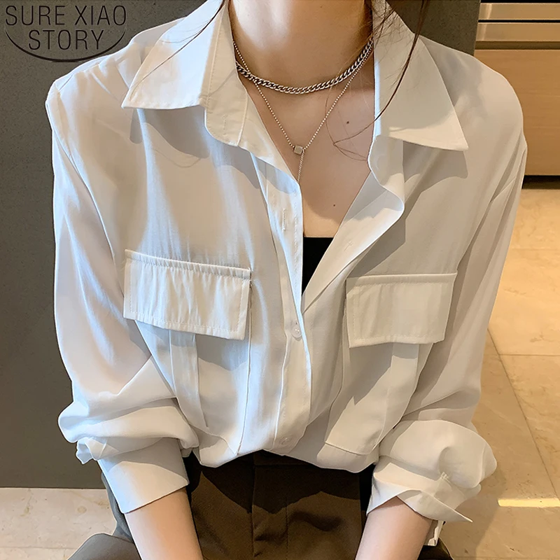 

White Shirt Women Autumn Fashion Casual Clothing for Women 2021 New Shirt Loose All-match Simple Office Lady Blouse 11451