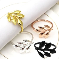 6pcs gold silver napkin ring fall leaves napkin buckle birthday party table decoration wedding favors christmas napkin holders