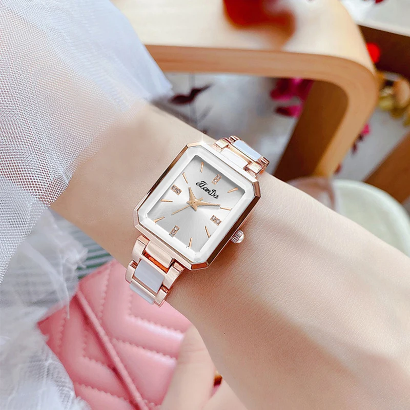 JLANDA 2023 Fashion Square Black Dial Ladies Exquisite Atmosphere Luxury Quartz Watch Stainless Steel Strap Waterproof Watches