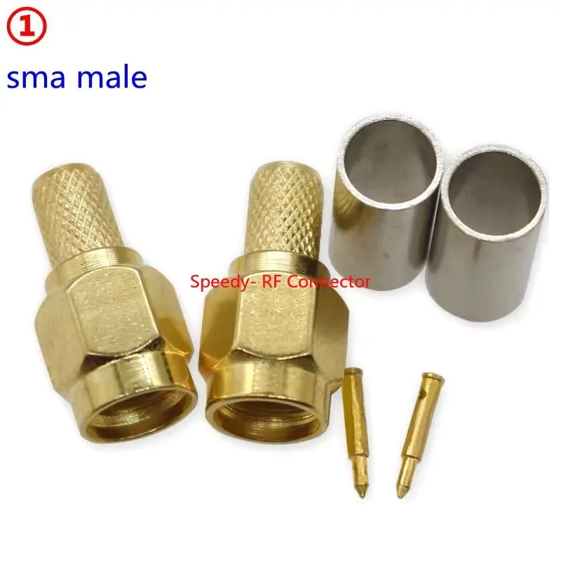 100 шт. SMA штекер мама RPSMA папа SMAJ-3 обжимной разъем для RG58 U LMR195 RG142 RG400 кабель