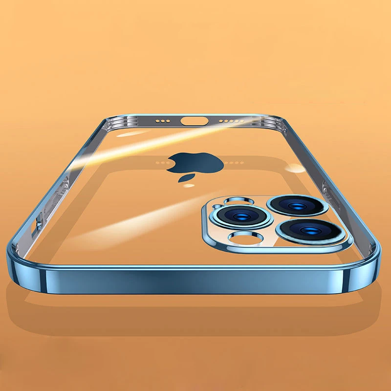 

Luxury Plating Square Frame Clear Soft Silicone Case For iPhone 13 12 11 Pro MAX Mini XS XR X 7 8 Plus SE 2020 Transparent Cover