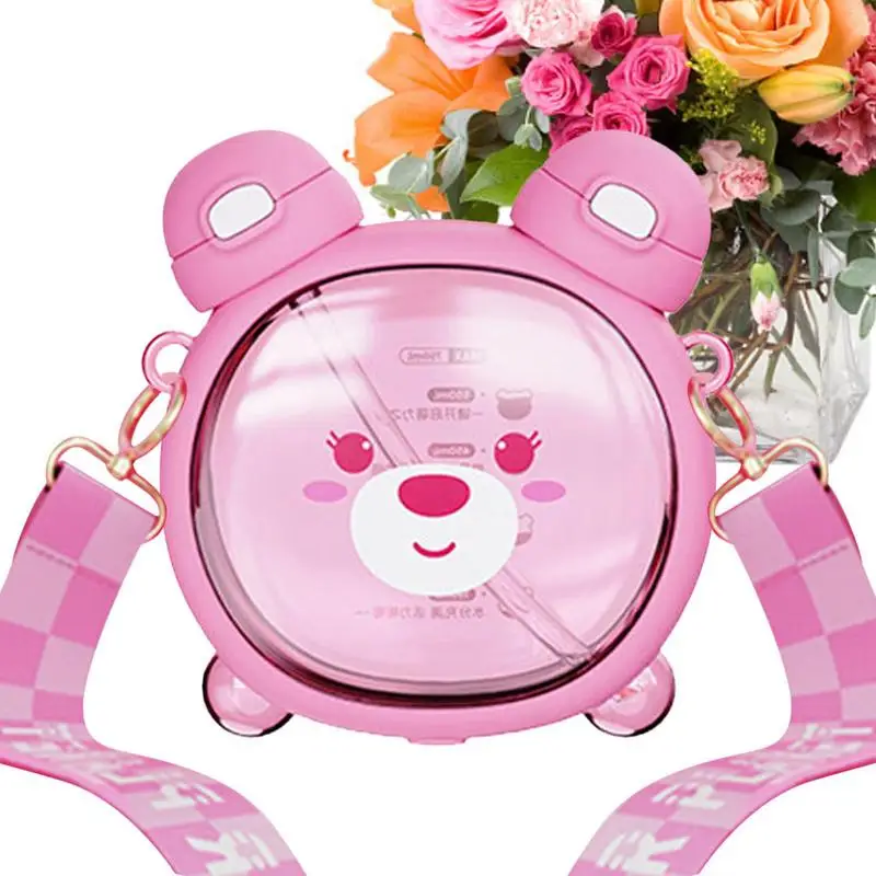 

750mlcute Bear Kettle Straw Water Cup Summer Straw Bottle Tritans Silicone Straw Drinking Cup Kawaii Children Water Cup School