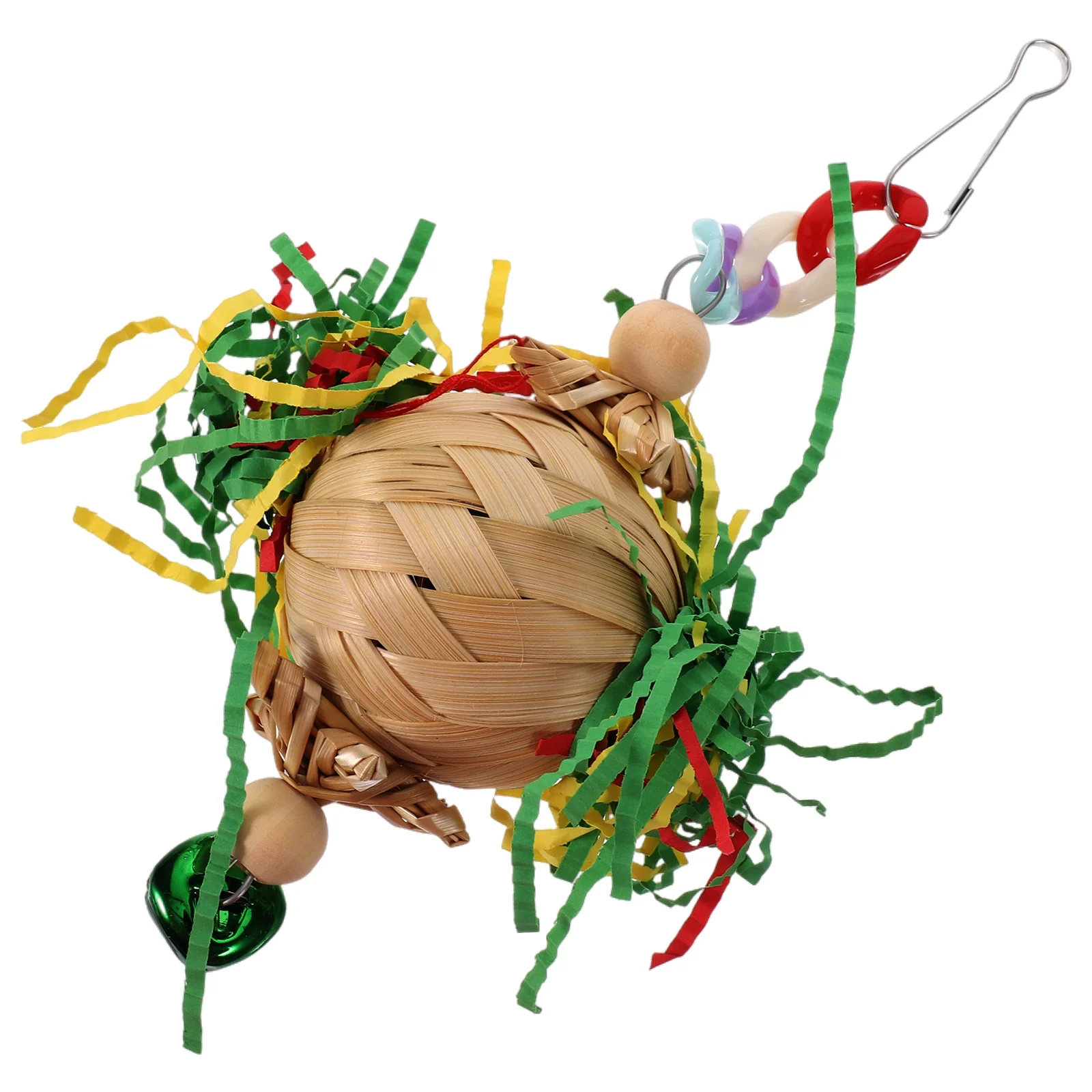 

The Birdcage Parrots Chewing Hanging Toys Bite Wood Block Bell Wooden Cockatiel