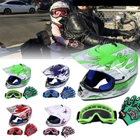 honhill dot motorcycle youth kids child full face helmet dirt bike atv motocross racing outdoor helmet with goggle gloves