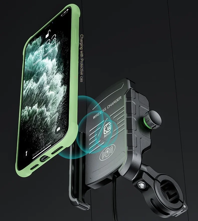 

Беспроводное зарядное устройство для мотоцикла, 15 Вт, быстрая зарядка, держатель для телефона, автомобильный держатель