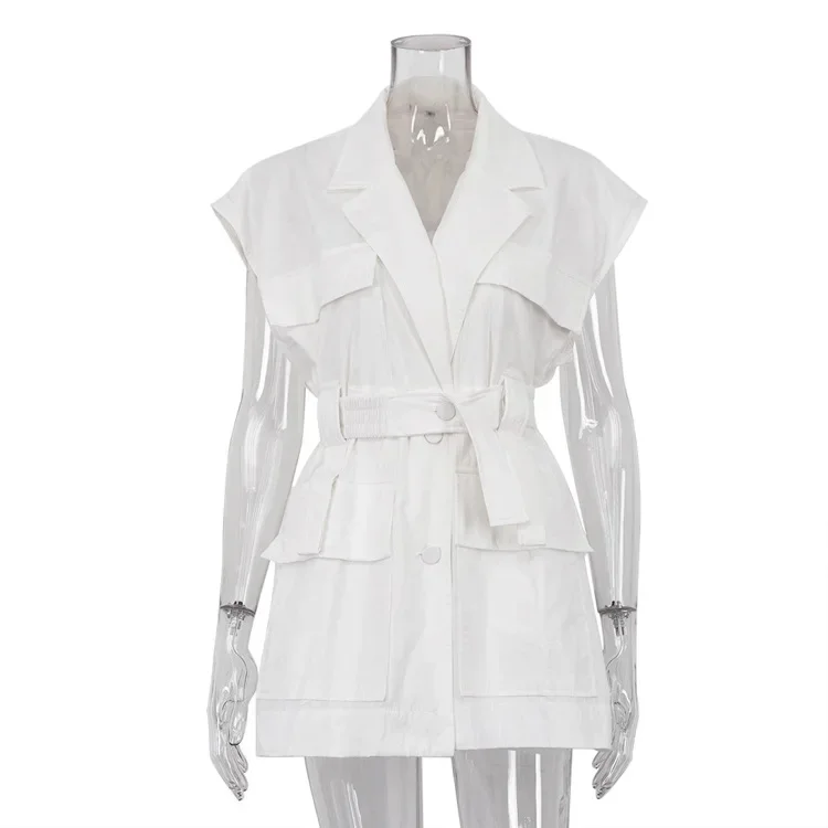 Женская рубашка без рукавов BWQ свободный однотонный кардиган с множеством