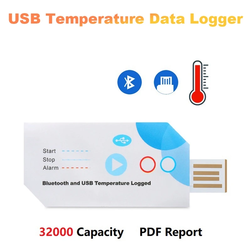 

USB Bluetooth Temperature Data Logger Single Use PDF Report USB K3 Temperature Recorder