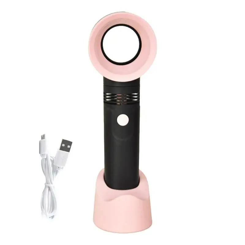

Hand Held Fan Mini Bladeless Fan Personal USB Rechargeable Cooling Fan With Detachable Base For Travel Camping Offices Eyelash