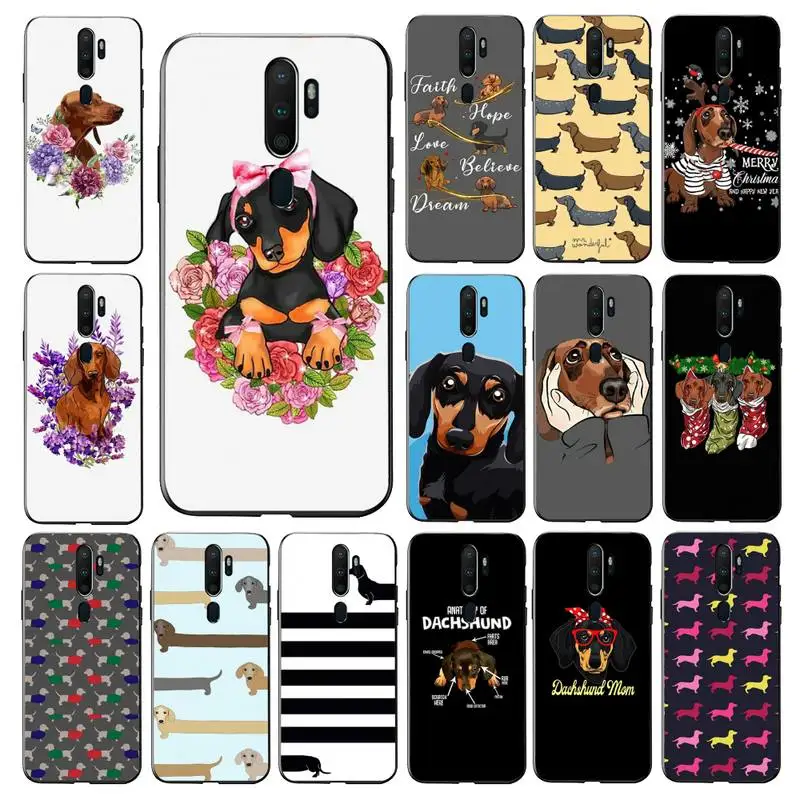 

MaiYaCa Dachshund Silhouette Dog Phone Case for Vivo Y91C Y11 17 19 17 67 81 Oppo A9 2020 Realme c3