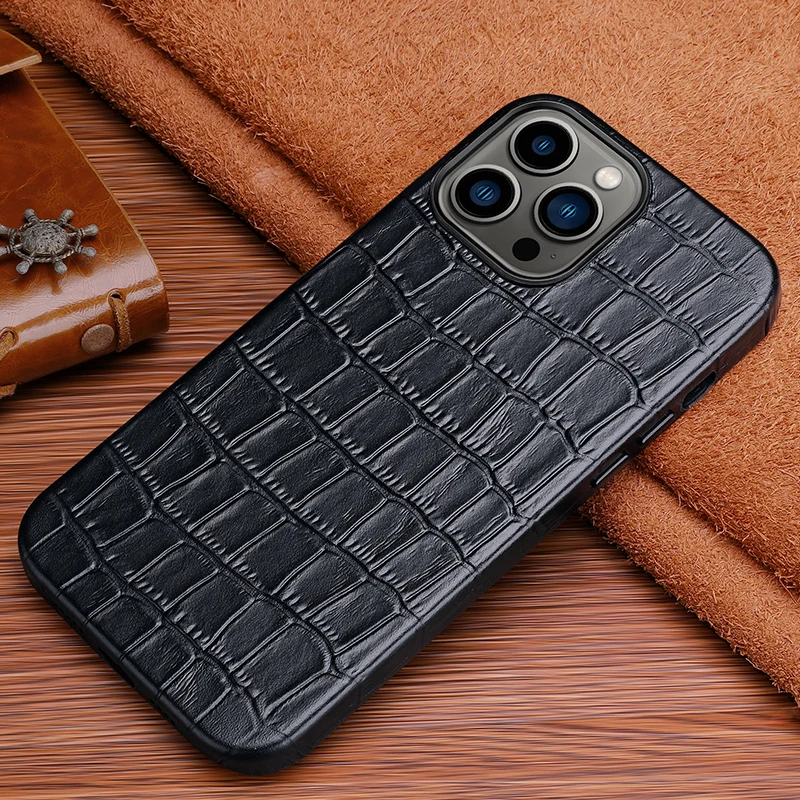 

For iPhone 13 Pro Max Genuine Leather Phone Case Luxury Natural Cowhide Leather Cover for iPhone 12 Pro max Fashion Business