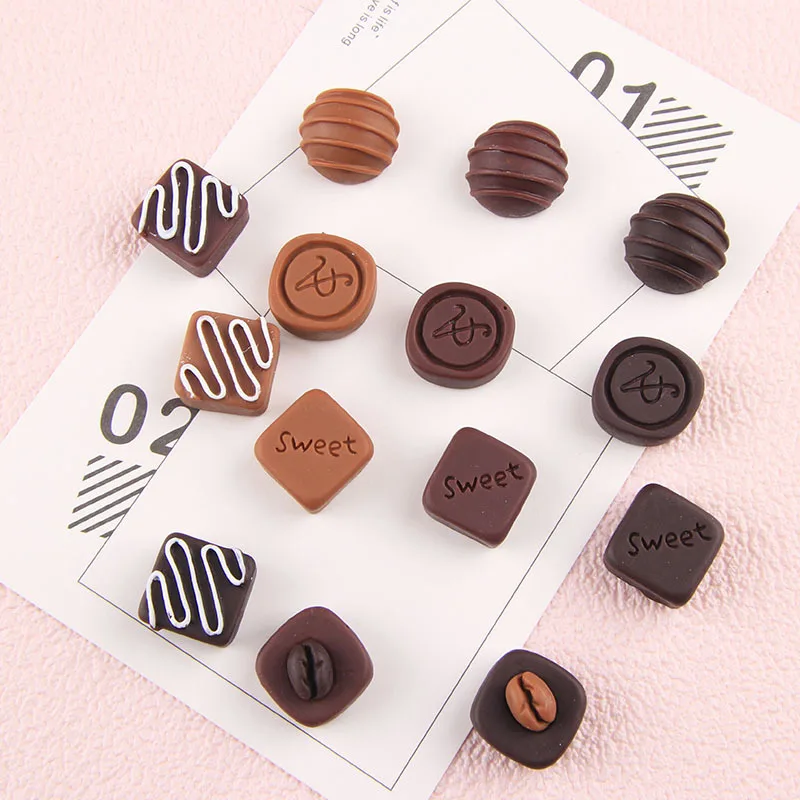 

10pcs/Bag Resin Chocolate Miniatur Decor Resinous Fairy House Decoration Home Miniature Food Play Decor Diy Phone Case Decor