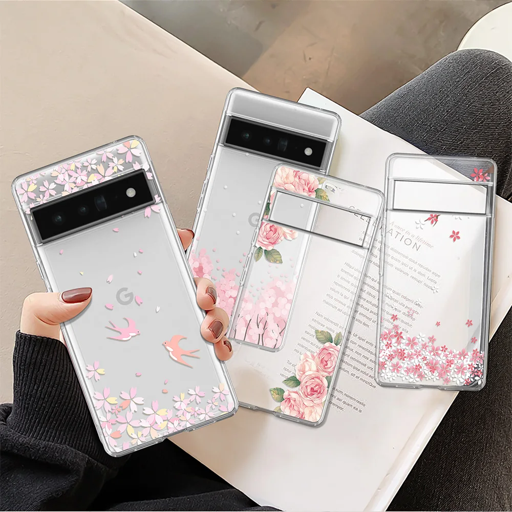 

Flowers Case for Google Pixel 7 7Pro 6a 6 6Pro 5 5a 5G 4XL 4 4a 3 3XL 3a XL 2 2XL Transparent Soft TPU Cover Coque Shell Fundas