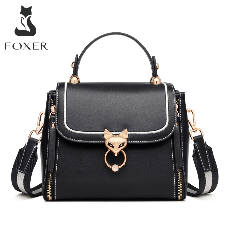 FOXER Exclusive Design Lady Luxury Shoulder Crossbody Bags Workplace Woman Fashion Selection Split Cowhide High Capacity Handbag