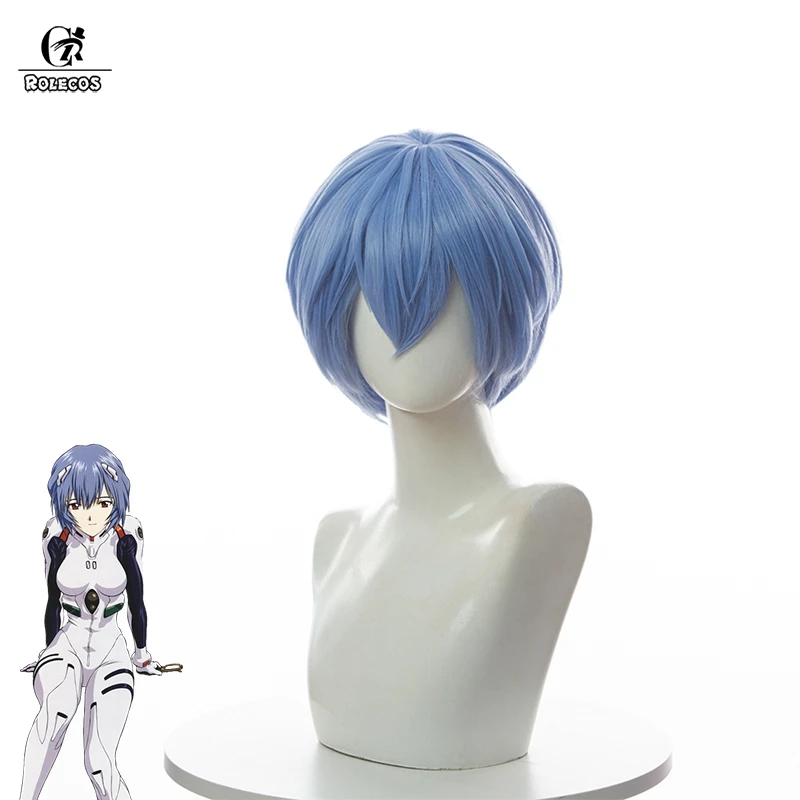 

Парик для косплея ROLECOS Ayanami ДУ, термостойкие синтетические волосы, короткие светло-голубые, с шапочкой