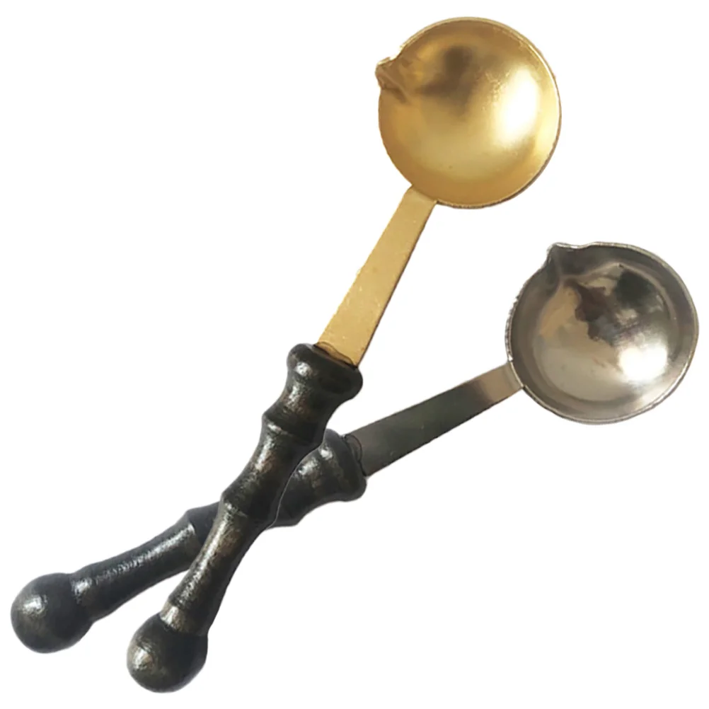 

2 Pcs Spoon Seal Wax Portable Sealing Stamp Copper Melting Scoop Envelope Creative