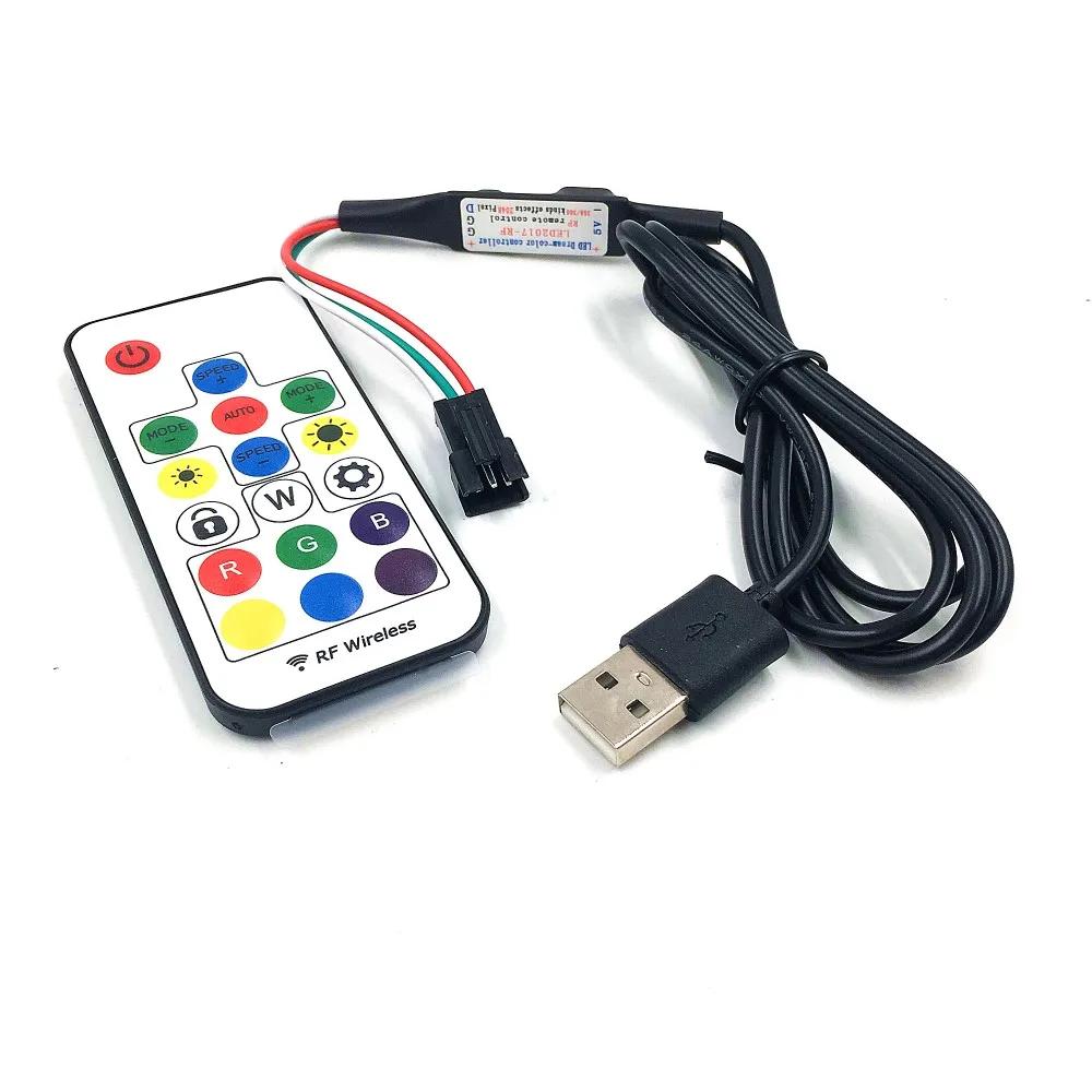 USB кабель для подключения, 17Key, 5 В, 3 Pin, WS2811, RGB, цифровой светодиодный, Pixel, полоски с кнопочным контроллером, светодиодный разъем dream-color
