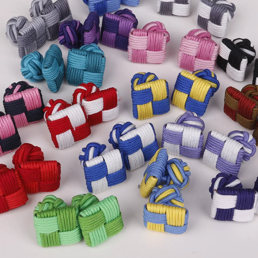 

Шелковые запонки с узлами ручной работы для мужчин, эластичные Квадратные запонки, запонки, пуговицы, рубашка, подарок на свадьбу, вечеринку...