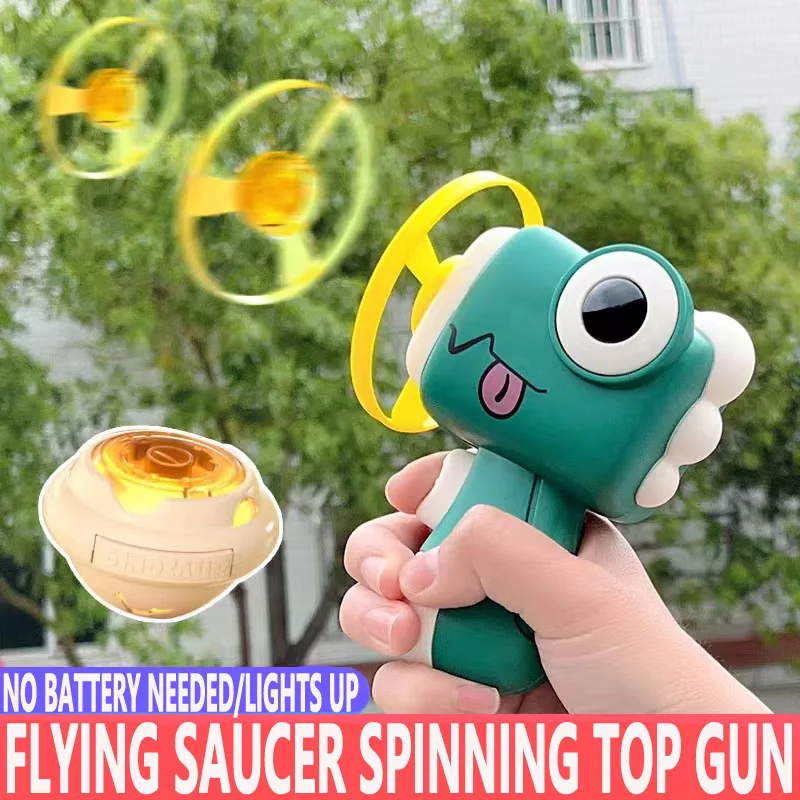 

Children Saucer Launcher Pistol Outdoor Spinning Top Dinosaur Gun Toys Flying Disc Bamboo Dragonfly Ejection Luminous Gyroscope