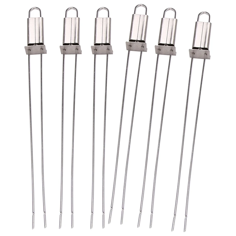 

Grilled Skewers-32.5 Cm Long Double-Pronged Barbecue Skewer With Push Rod Stainless Steel Skewers