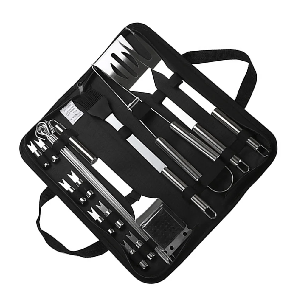 

Outdoor Hiking Camping BBQ Grill Tools Set Stainless Steel Barbecue Grill Accessories Utensils Kit In Portable Case