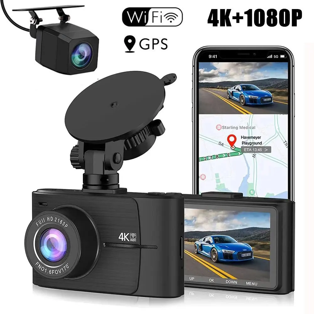 

Dash Cam 4K Car DVR Recorder Smart WIFI Super Capacitor 2160P Dash Camera GPS Tracker Recorder Night Vision 24H Parking Monitor
