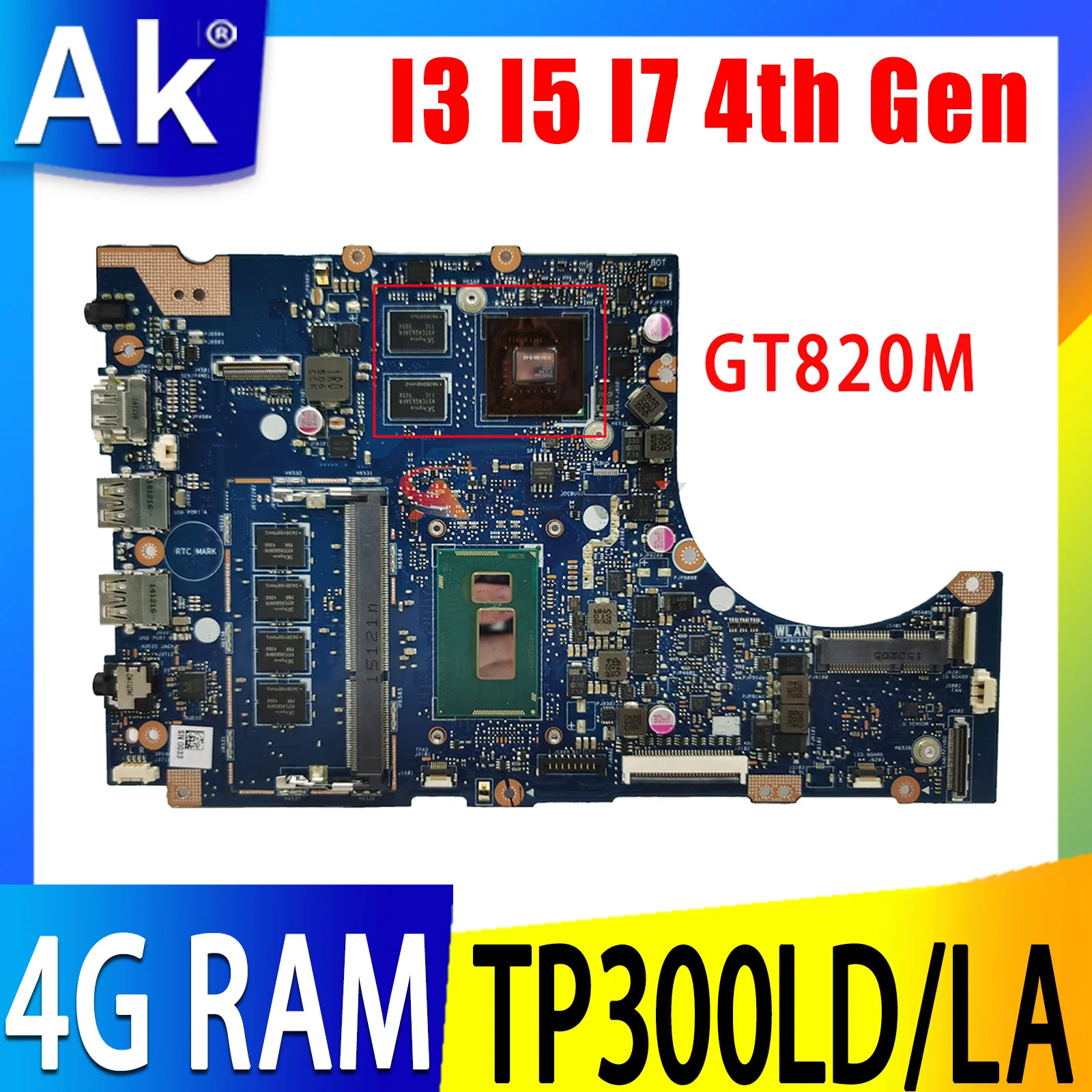 

TP300LA Mainboard For ASUS TP300L TP300LD TP300LJ Q302L Q302LA Laptop Motherboard I3 I5 I7 4GB/RAM UMA/GT820M