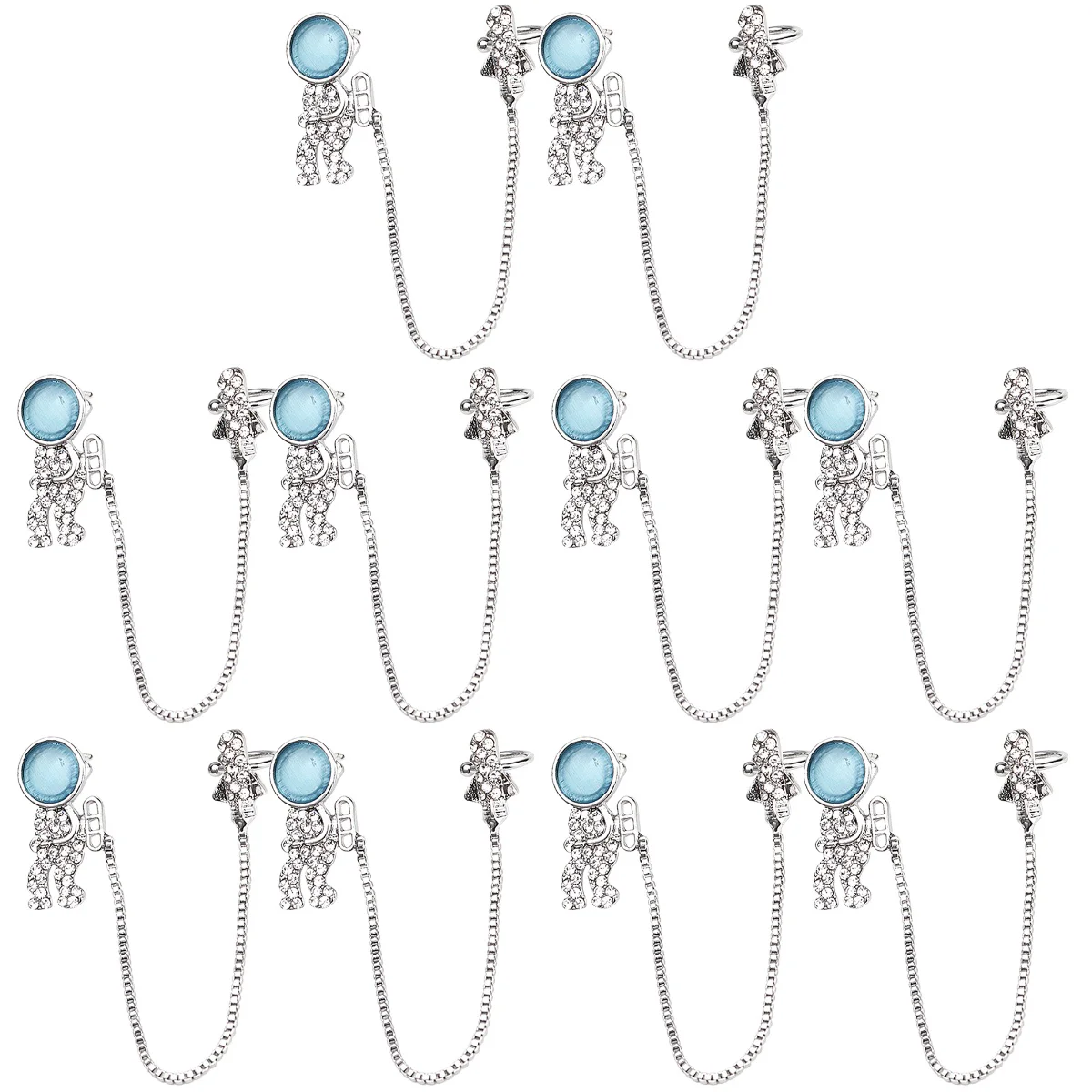 

5 Pairs Astronaut Earrings Cuff Chain Earrings Stud Earrings Earrings Jewelry