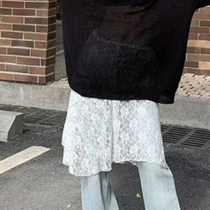 Женская асимметричная однотонная прозрачная юбка в корейском стиле