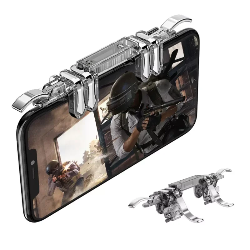 

2pcs Adjustable pubg 6 fingers game controller Shooter Trigger Fire Handle Button joysticks for pubg Joystick for Iphone Android