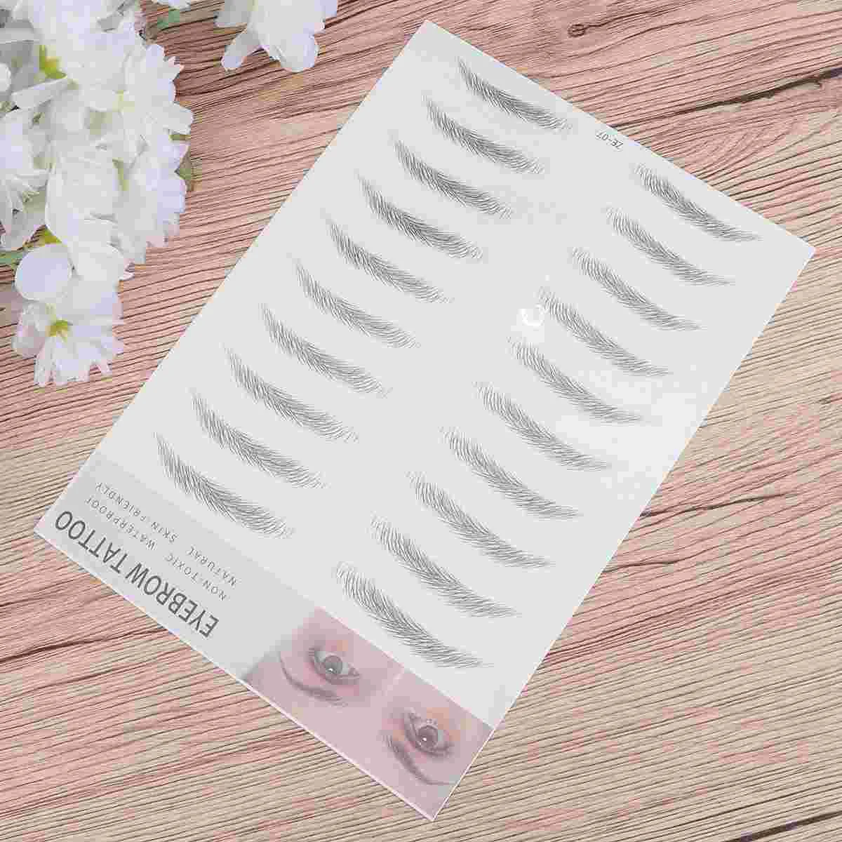 

2Pcs 3D Transfers Sticker Tattoos Hair- Authentic Eyebrows Shaper Brow Makeup Grooming Shaping Sticker for Woman Man ( Black )