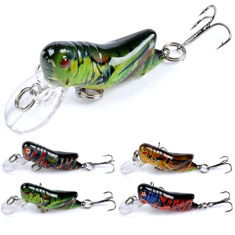 

1pcs Insect Bionic Fishing Lure 45mm 3.5g Grasshopper Minnow Hard Baits Squid Artificial Swimbaits Bass Carp Pike Fishing Tackle