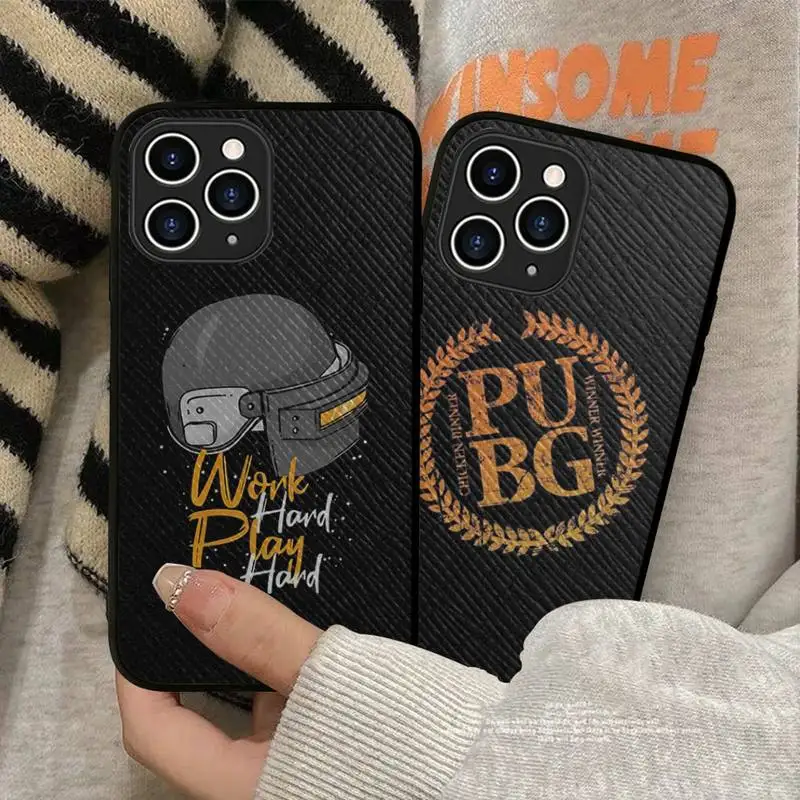 

FHNBLJ PUBG Winner Chicken Phone Case Hard Leather Case for iPhone 11 12 13 Mini Pro Max 8 7 Plus SE 2020 X XR XS Coque