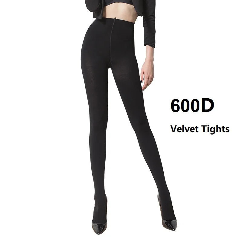 Women's 600D High Waist Thermal Tights Leg Pressure Velvet Pantyhose for Spring and Autumn