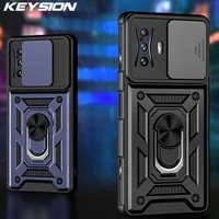 keysion shockproof case for xiaomi poco f4 gt f3 push pull camera protection phone cover for redmi 10 prime 2022 k50 k40 gaming