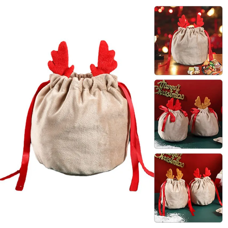 

Рождественская креативная сумка для конфет, фотолампа, сумка для вечерние, Подарочная сумка, бархатная сумка, украшение для вечерние, 2022, Ро...