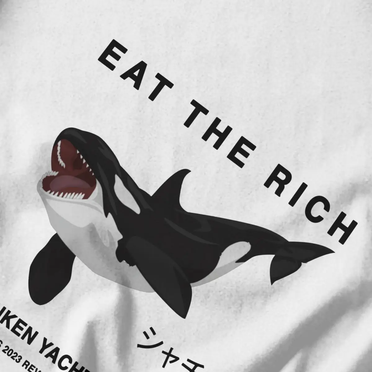 Фото Мужская забавная дизайнерская футболка Oceangate Eat The Rich, Женская хлопковая рубашка с круглым вырезом и рукавами №4