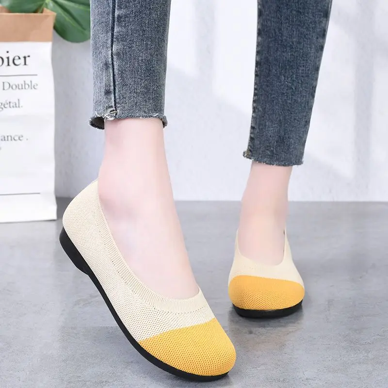 slip on sneakers women newest shoes ladies dense knit loafers summer breathable womens deck boat shoes woman washable work flats