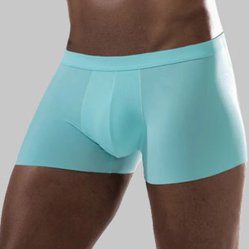 

2022 Sexy Ice Silk Mens Panties Briefs Stretch Shorts U Convex Pouch Underwear Breathable Boxer Briefs Shorts Sexy Lingerie
