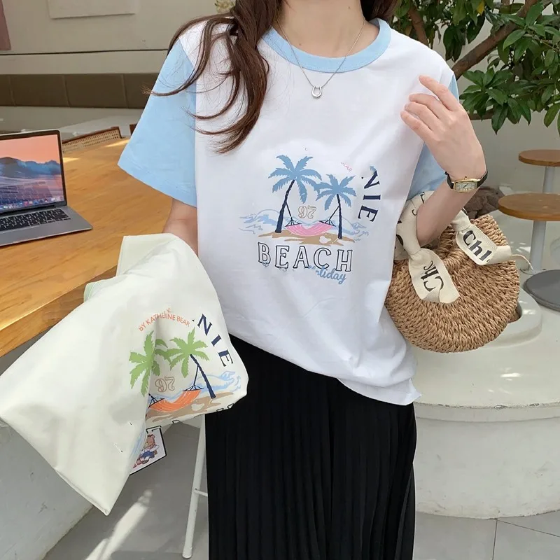 

Holiday Bear Print Women Casual Tees Short Sleeves Cotton T-Shirt Tops Clothes