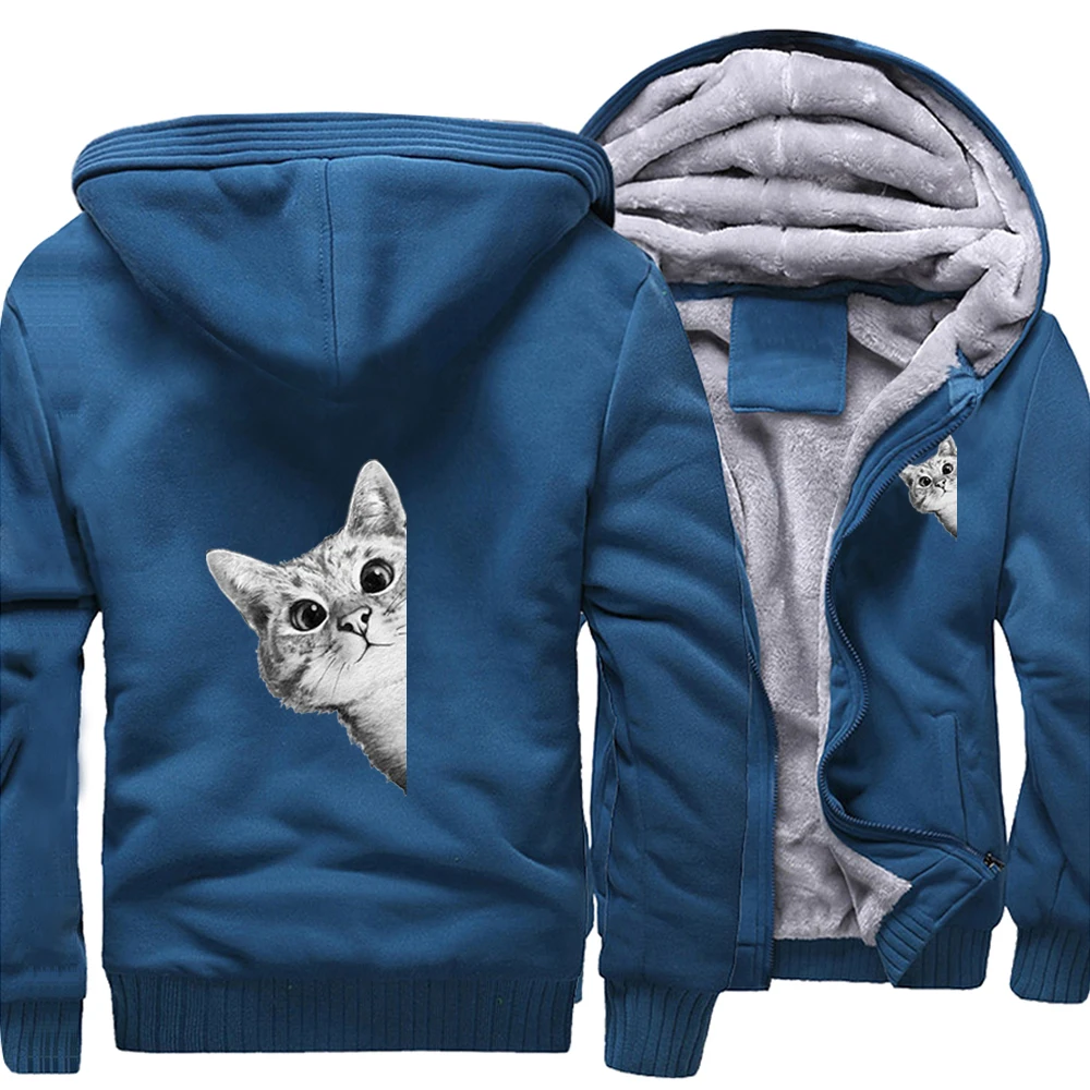 

Animals Cats Cute Cat Funny Kawaii Cats Men Hoodies Thick Jacket 2022 Winter Sweatshirts Raglan Men Streetwear Coat Thick Jacket