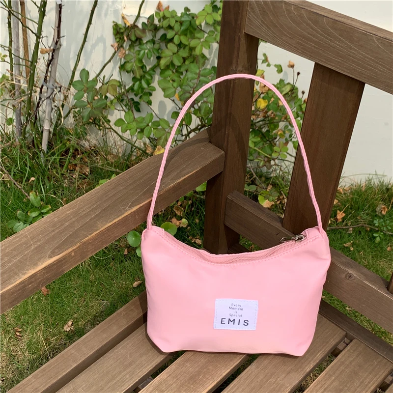 

Новая модная женская сумка-хобо с надписью для подмышек, яркие однотонные женские нейлоновые сумки на плечо, женские дизайнерские сумки